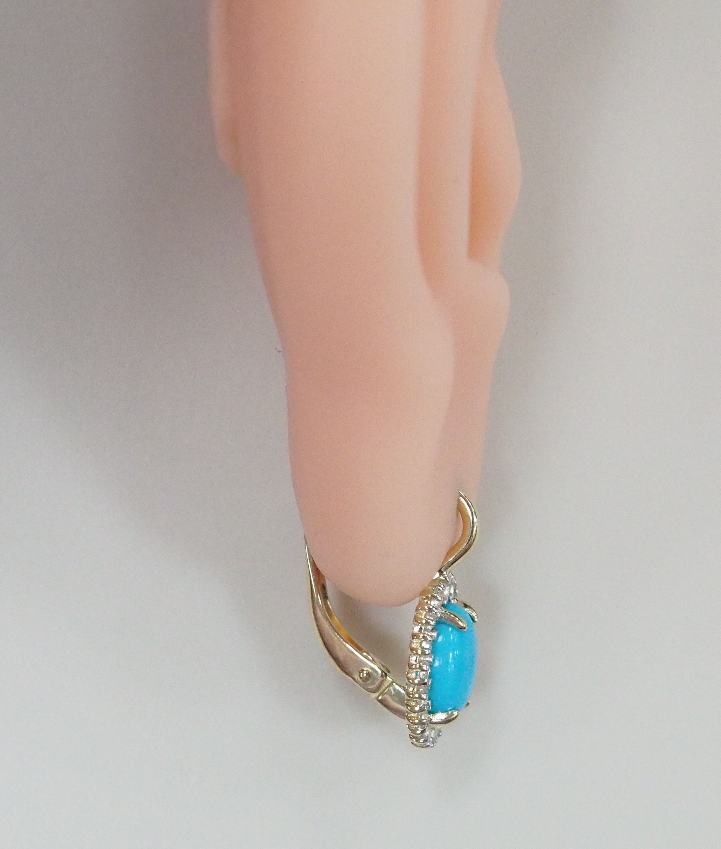 Серьги из желтого золота с бирюзой